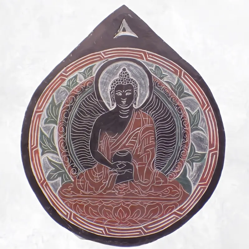 Sculpture bouddhiste sur ardoise Bouddha - Décoration tibétaine