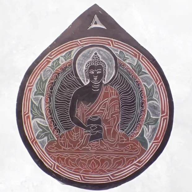 Sculpture bouddhiste sur ardoise Bouddha - Décoration tibétaine