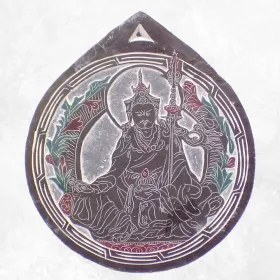 Sculpture bouddhiste sur ardoise Guru Rinpoché - Décoration tibétaine