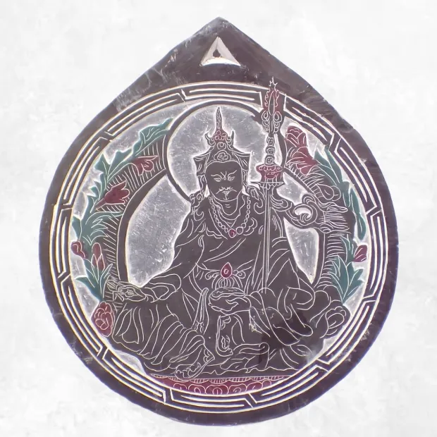 Sculpture bouddhiste sur ardoise Guru Rinpoché - Décoration tibétaine