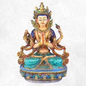 Statuette bouddhiste Chenrezi à 4 bras Statuettes Bouddhistes CHEN4
