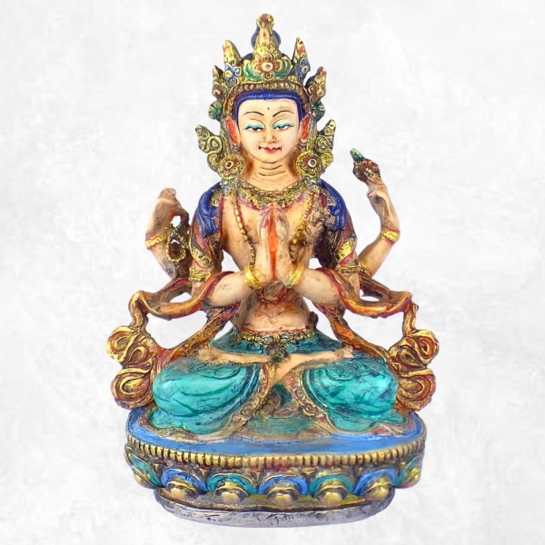 Statuette bouddhiste Chenrezi à 4 bras Statuettes Bouddhistes CHEN4