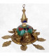Stupa tibétain Feuilles en laiton et pierres Statuettes Bouddhistes ref 82
