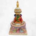 Statuette bouddhiste Stupa tibétain 23 cm peint à la main - Statuettes bouddhistes tibétaines artisanales