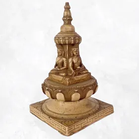 Statuette bouddhiste Stupa tibétain portatif en résine naturelle - Statuettes bouddhistes tibétaines artisanales