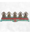 Statuette 5 Bouddhas laiton turquoise Statuettes Bouddhistes DT5B