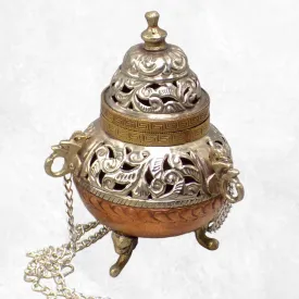 Porte-encens tibétain style oriental cuivre et métal - Porte-encens tibétains