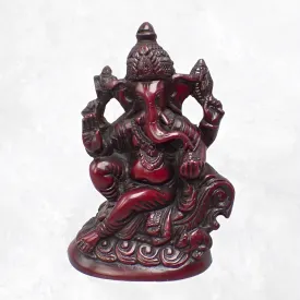 Statue bouddhiste Ganesh résine rouge 14 cm - Statuettes bouddhistes tibétaines artisanales