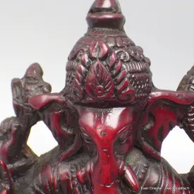 Statue bouddhiste Ganesh résine rouge 14 cm - Statuettes bouddhistes tibétaines artisanales