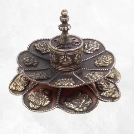 Porte-encens tibétain double Lotus en cuivre vieilli - Porte-encens tibétains