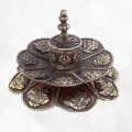 Porte-encens tibétain double Lotus en cuivre vieilli - Porte-encens tibétains