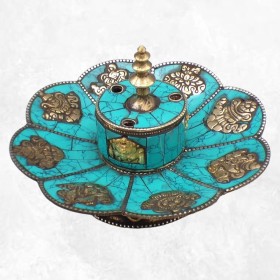 Porte encens tibétain cuivre et turquoise Brûleurs et porte-encens PETU1