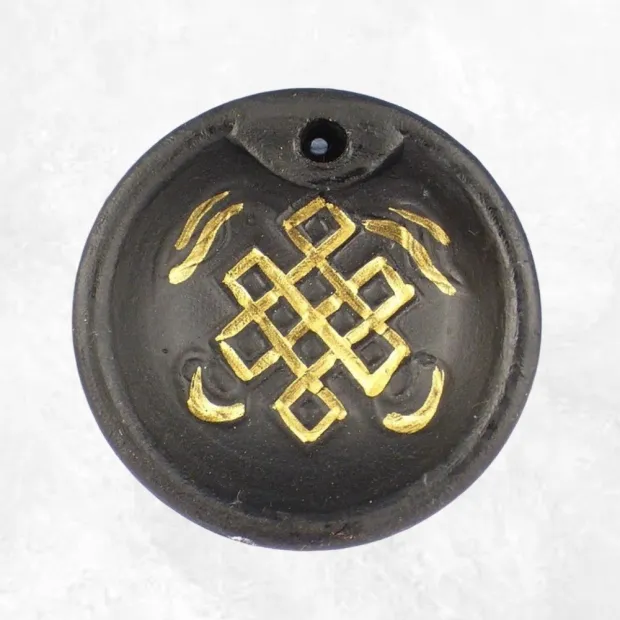 Porte encens tibétain décoré du Noeud infini - Porte-encens tibétains