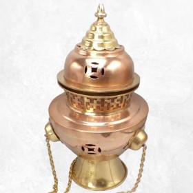 Gros encensoir tibétain de temple 30 cm Objets rituels bouddhistes ref 86