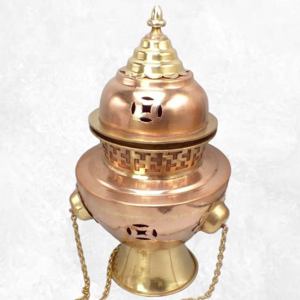 Gros encensoir tibétain de temple 30 cm Objets rituels bouddhistes ref 86