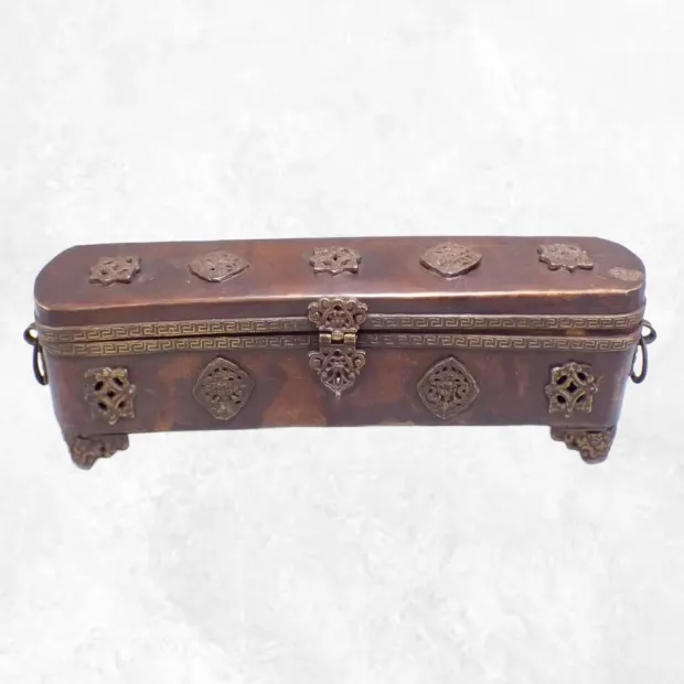 Porte encens tibétain ancien cuivre 30 cm - Porte-encens tibétains