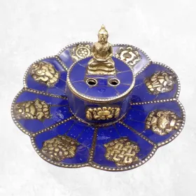 Porte encens tibétain serti de Lapis lazuli - Porte-encens tibétains