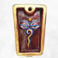Porte encens tibétain Yeux de Bouddha terre cuite - Porte-encens tibétains