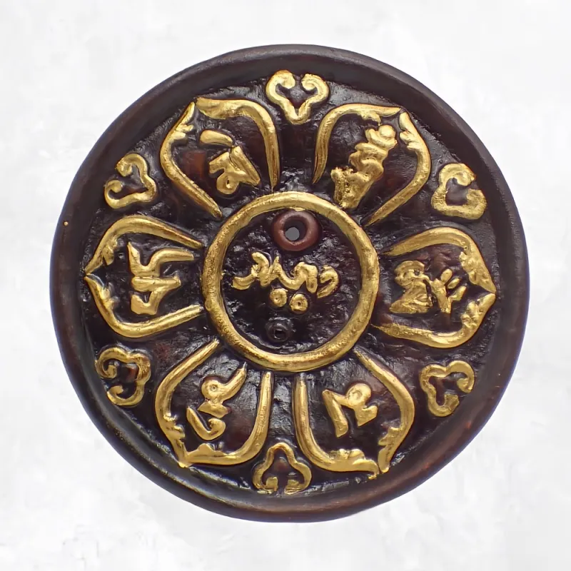 Porte encens tibétain mantra en terre cuite - Porte-encens tibétains