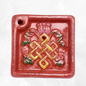 Porte encens tibétain Noeud infini terre cuite - Porte-encens tibétains