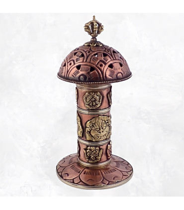 Porte-encens tibétain en cordelette – Champignon en métal et cuivre