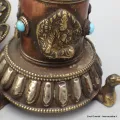 Porte-encens tibétain Lotus sur pied cuivre vieilli - Porte-encens tibétains