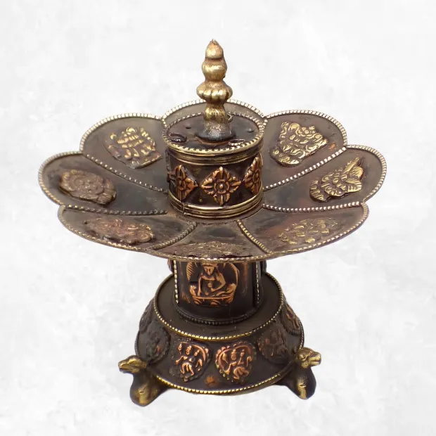 Brûleur d'encens cuivre vielli Lotus - Porte-encens tibétains
