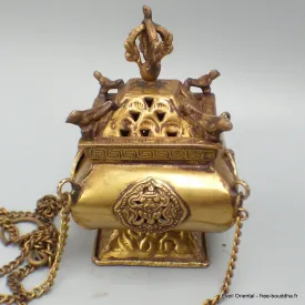 Petit encensoir Pagode en laiton - Porte-encens tibétains