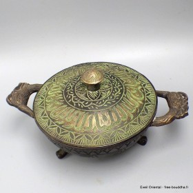 Brûleur d'encens en bronze massif patine verte