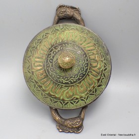 Brûleur d'encens en bronze massif patine verte
