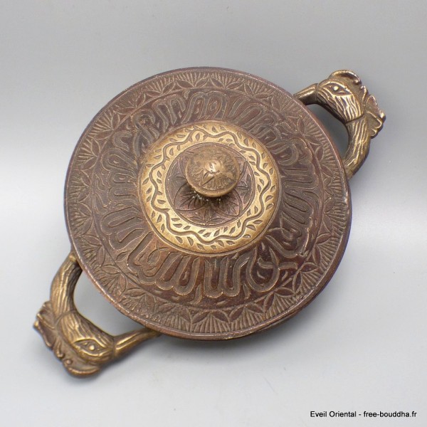 Brûleur d'encens en bronze massif patine laiton 