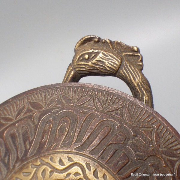 Brûleur d'encens en bronze massif patine laiton 