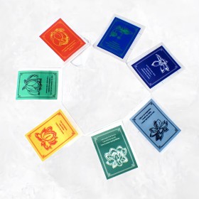 7 Drapeaux tibétains cartonnés Lotus Objets rituels bouddhistes DRACA2