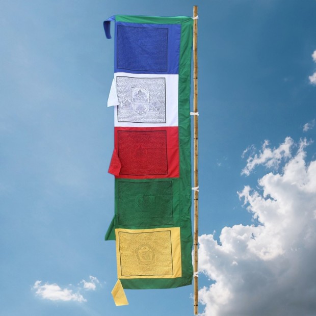 Drapeau tibétain Vertical 6 mètres Drapeaux tibétains DV6M