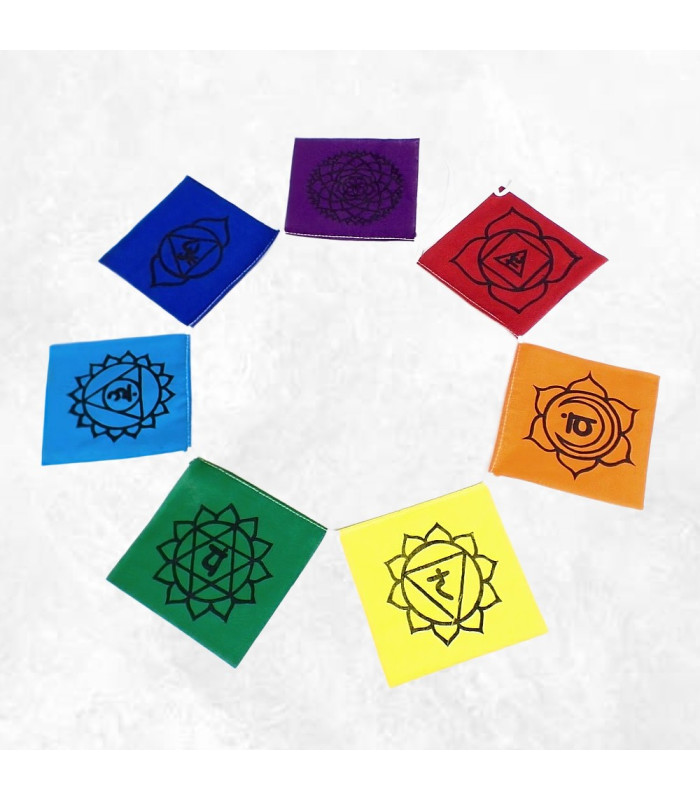 Drapeaux tibétains 7 chakras Objets rituels bouddhistes DRAP2