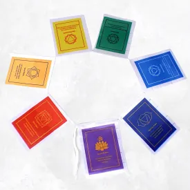 7 Drapeaux tibétains cartonnés 7 chakras - Drapeaux tibétains