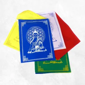 Guirlande de 10 drapeaux tibétains Bouddha - Drapeaux tibétains