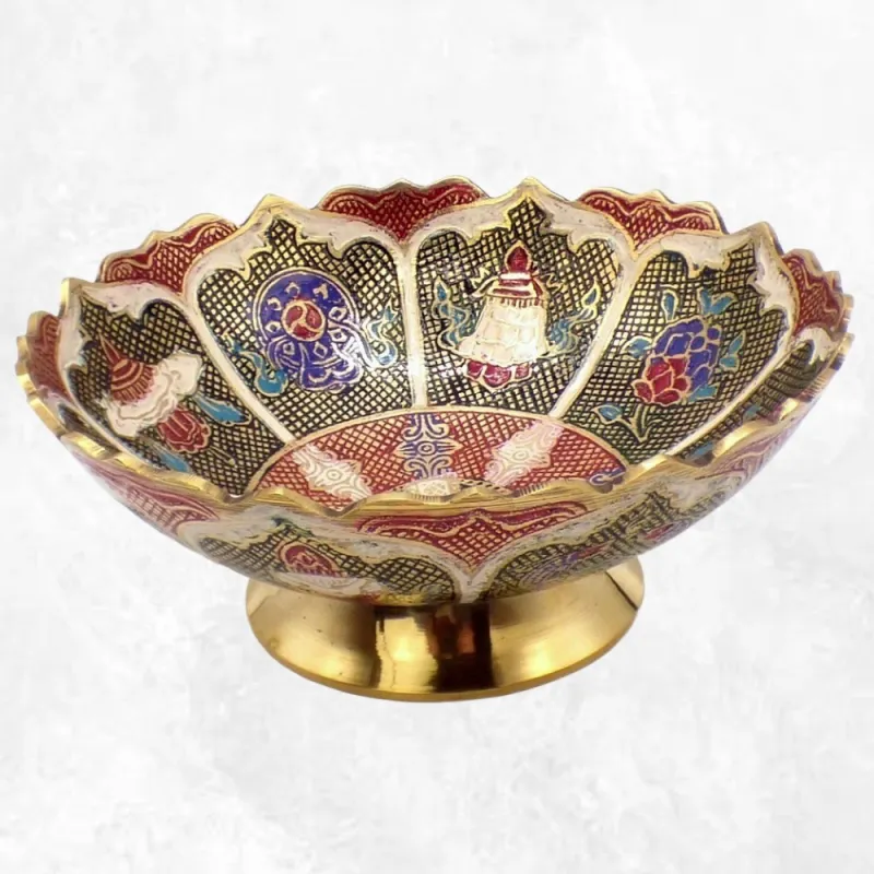 Grand bol d'offrande laiton émaillé 19 cm plusieurs coloris - Bols d'offrandes bouddhistes