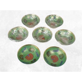 Bols d'offrandes laiton émaillé vert 10 cm Bols d'offrandes bouddhistes BOLEM60