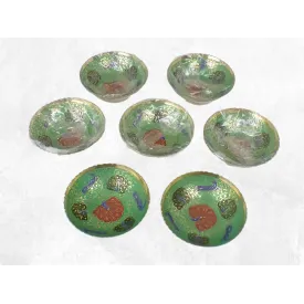 Bols d'offrandes laiton émaillé vert 10 cm - Bols d'offrandes bouddhistes