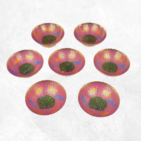Bols d'offrandes laiton émaillé fuschia 10 cm Bols d'offrandes bouddhistes BOLEM8