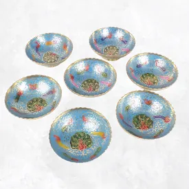 Bols d'offrandes laiton émaillé bleu ciel 10 cm - Bols d'offrandes bouddhistes