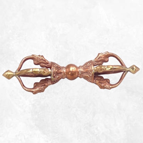 Drigug dordjé tibétain 4 branches cuivre et laiton 12,5 cm Cloches et dorjé tibétains DP10