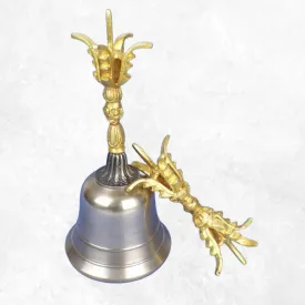 Cloche tibétaine manche plaqué or et dorjé 20 cm - Objets rituels bouddhistes