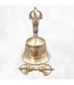 Cloche dorjé tibétain 15 cm plaqué argent mantra tibétain Objets rituels bouddhistes CEDOR4