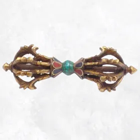 Dorjé tibetain vajra trône 8 branches 16.5 cm - Dordjé, double dorjé (sans cloche)