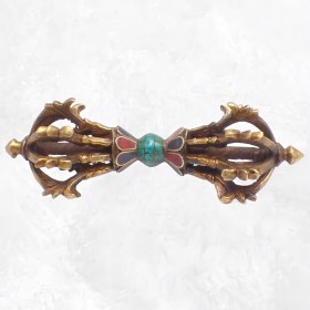 Dorjé vajra tibétain trône 8 branches 16.5 cm Cloches et dorjé tibétains DP5