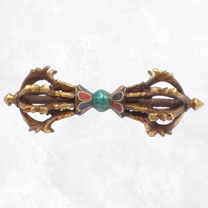 Dorjé tibetain vajra trône 8 branches 16.5 cm - Dordjé, double dorjé (sans cloche)