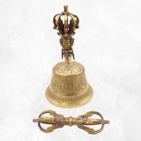 Cloche tibétaine et dorjé 8 branches 18 cm - Objets rituels bouddhistes