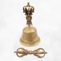 Cloche tibétaine et dorjé 8 branches 18 cm - Objets rituels bouddhistes